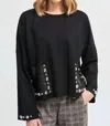 Joseph Ribkoff Leather Pocket Top In Black In Black