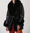 Joseph Ribkoff Leatherette Coat Jacket In Black In Black