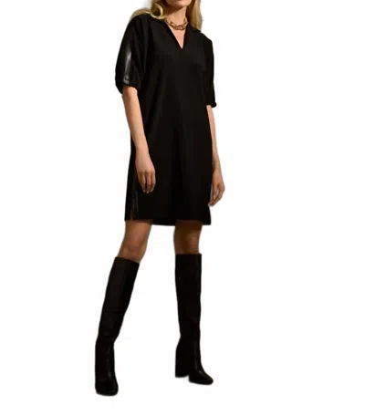 Joseph Ribkoff Leatherette Sheath Dress In Black