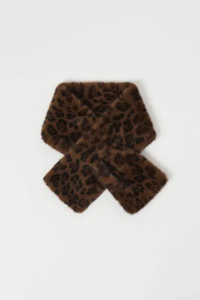 Joseph Ribkoff Leopard Faux Fur Pull Through Scarf In Beige/black In Multi