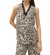 Joseph Ribkoff Leopard V-neck Sleeveless Pullover Top In Beige In White