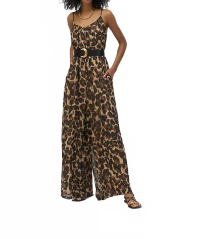 Joseph Ribkoff Chiffon Animal Print Wide Leg Jumpsuit In Black