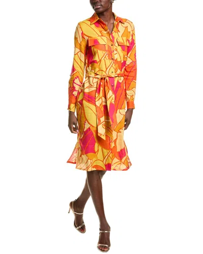 Joseph Ribkoff Linen-blend Shirtdress In Orange
