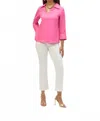 Joseph Ribkoff Linen Boxy Top With Shirt Collar In Bubblegum Pink In Pink