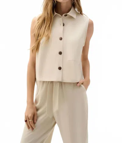 Joseph Ribkoff Linen Sleeveless Straight Shirt Top In Natural In White