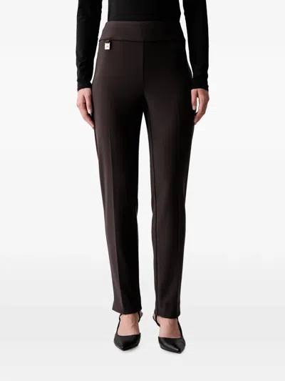 Joseph Ribkoff Logo-plaque Slim-fit Trousers In Black