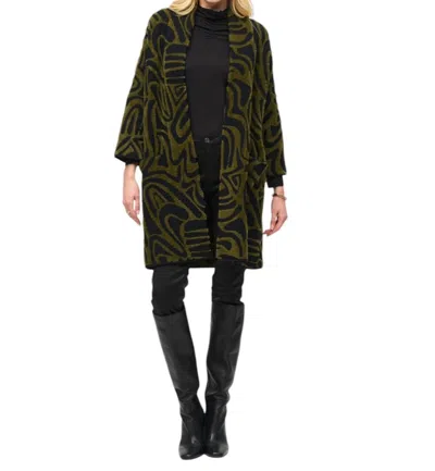 JOSEPH RIBKOFF LONG COAT IN OLIVE/BLACK