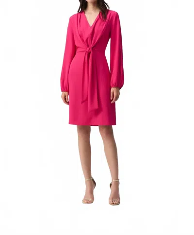 Joseph Ribkoff Long Puff Sleeves V-neck Midi Dress In Geranium In Pink