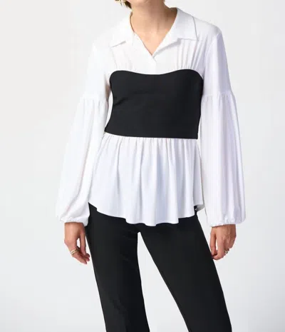 Joseph Ribkoff Long Sleeve Blouse In Vanilla/black In White