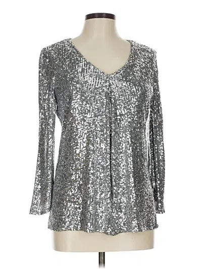 Pre-owned Joseph Ribkoff Long Sleeve Blouse In Silver