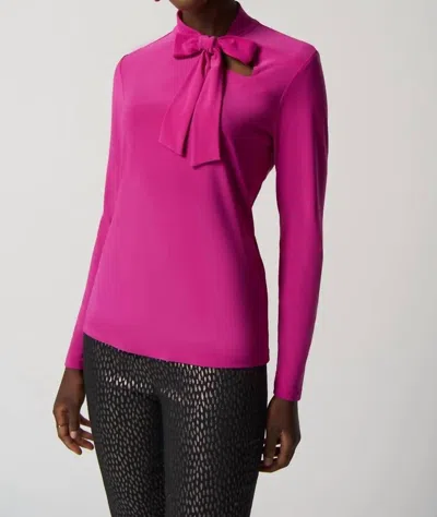 Joseph Ribkoff Long-sleeve Bow Neck Top In Opulence In Multi