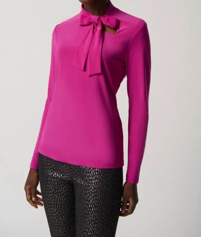 Joseph Ribkoff Long Sleeve Bow Neck Top In Opulence In Pink