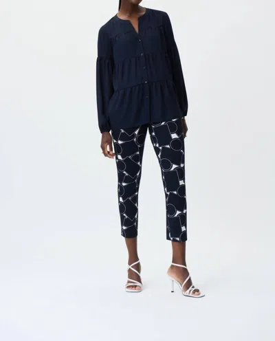 Joseph Ribkoff Long-sleeve Button Up Blouse In Midnight Blue