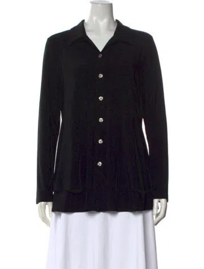 Pre-owned Joseph Ribkoff Long Sleeve Button-up Top In Black
