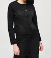 Joseph Ribkoff Long Sleeve Fitted Denim Jean Jacket In Black