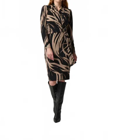 Joseph Ribkoff Abstract Print Dress In Black Latte