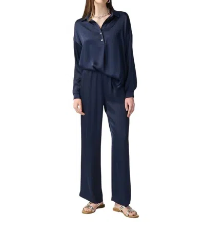 Joseph Ribkoff Long Sleeve Silk Top In Midnight Blue