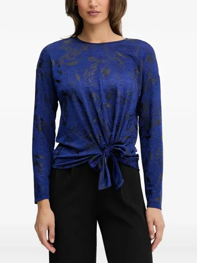 Joseph Ribkoff Long-sleeve Tie-detail Top In Blue