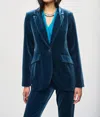 Joseph Ribkoff Long Sleeve Velvet Blazer In Nightfall In Blue
