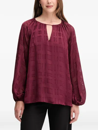 Joseph Ribkoff Long-sleeved Keyhole Blouse In Red