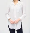 Joseph Ribkoff Long Woven High Low Blouse In White In White