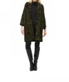 Joseph Ribkoff Embossed Jacquard Knit Coat In Black Iguana In Green