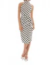 Joseph Ribkoff Polka Dot Halter Dress In Vanilla/black In White