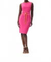 Joseph Ribkoff Sleeveless Dress With Belt In Pink In Pink