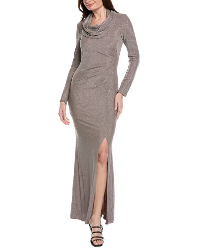 Joseph Ribkoff Cowl-neck Ruched Long Dress In Gray