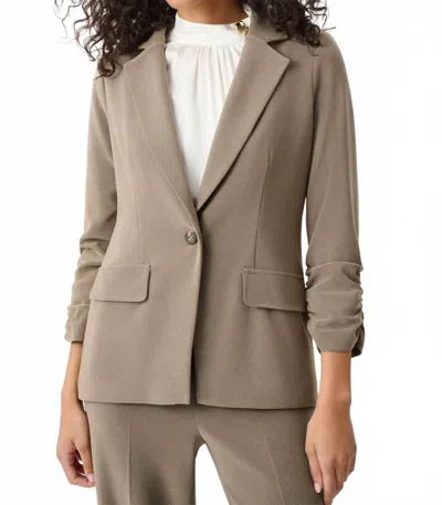 Joseph Ribkoff Melange Silky Knit Straight Blazer In Taupe In Grey