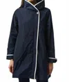 Joseph Ribkoff Memory Hooded Trapeze Coat In Midnight (navy Blue) In Blue