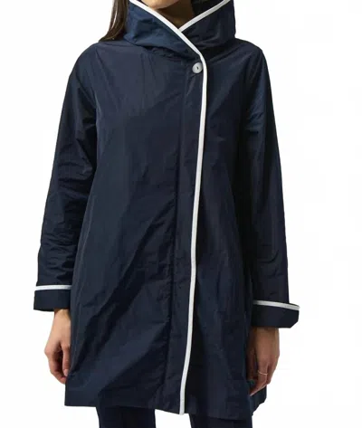 Joseph Ribkoff Memory Hooded Trapeze Coat In Midnight (navy Blue)