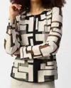 Joseph Ribkoff Mesh And Leatherette Fitted Jacket In Moonstone/black In White
