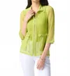 Joseph Ribkoff Mesh And Silky Knit Straight Jacket In Lime Green In Green