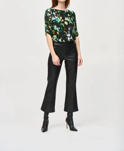 Joseph Ribkoff Mesh Blouson Top In Black/multi