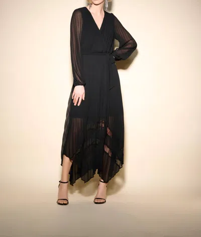 Joseph Ribkoff Mesh Chiffon Flounce Dress In Black