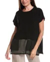 Joseph Ribkoff Hip-length Crew Neck Blouse In Black In Black