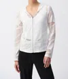 Joseph Ribkoff Mesh Hoody In Off White In White