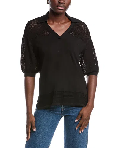 Joseph Ribkoff Mesh Knit Blouse In Black