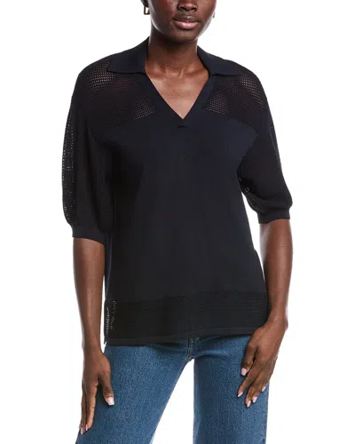 Joseph Ribkoff Mesh Knit Blouse In Black
