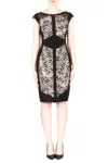 Joseph Ribkoff Mesh Panel Dress In Black/tan In Black