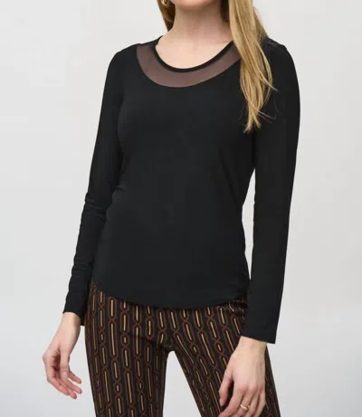Joseph Ribkoff Mesh Round Neck Long Sleeves Top In Black