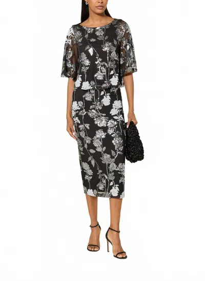 Joseph Ribkoff Mesh Shirt Blouse With Sequins In Black