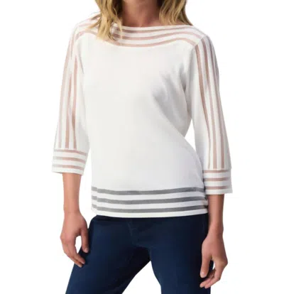 Joseph Ribkoff Mesh Stripe Detail Top In Vanilla