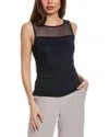 Joseph Ribkoff Rhinestone Mesh Top In Black In Black