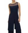 Joseph Ribkoff Silky Knit And Mesh Sleeveless Tunic In Navy In Blue