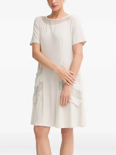Joseph Ribkoff Mesh-panel Short-sleeve Mini Dress In Neutral