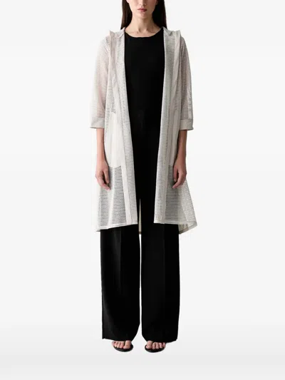 Joseph Ribkoff Mesh-panelled Hooded Jacket In White