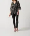 Joseph Ribkoff Metallic Belted V-neck Pullover In Black Gold In Black