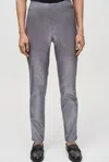 Joseph Ribkoff Metallic Coated Classic Slim Denim Pants In Grey In Multi